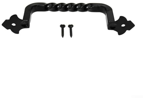 Gdfnmogo Maniglia vintage per porta da fienile, in acciaio al carbonio, colore nero, rustico, per porte da giardino in legno, per interni ed esterni, resistente, facile da installare, 128 mm (128 mm)