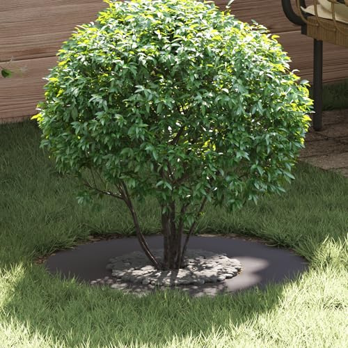 Runder Metall Blumentopf 50L Matt Schwarz für Innen und Außen, Fleckenresistent mit Dekorativen Intarsien, Modernes Pflanzgefäß für Garten Balkon Terrasse