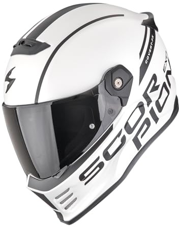 Covert FX Danko Motorradhelm Matt Perlmutt Weiß Schwarz