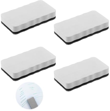 4 Pièces Effaceur Tableau Blanc, 10 x 5,5 x 2 cm Magnétiques et Lavables Brosse Tableau Blanc Effacable éponges avec Tampon en Feutre épais pour Effaceur Ardoise pour Écoles Maison Mémo (Gris)