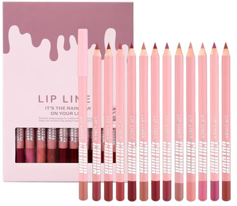 Lippencontourstift Set 12 Farben Anhaltend Natürliches Make-Up Zubehör | Lippenliner Für Zuhause Tag Nacht Party Hochzeit Winter Herbst Frühling Büros Schule Date