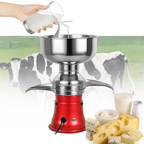 PioMue Schiumatore Elettrico per Latte, separatore di Panna e centrifuga per Latte, 50 l/h, separatore di Panna in Acciaio Inox 304 per Estrazione di Burro e Formaggio