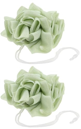 COLLBATH 2pcs Serviette Exfoliante Corps en Tissu Maille et Pe avec Porte-savonnette, Double Fonction pour Exfoliation Profonde, Accessoires Salle de Bain Verts