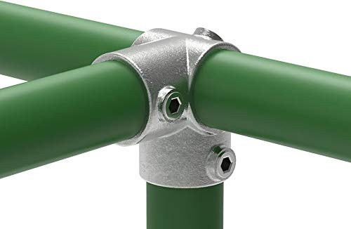 Fenau | Raccordo a croce, angolare, traversa a T, 90 gradi, Ø 33,7 mm, raccordo per tubi, ghisa malleabile, zincato a caldo, viti incl.