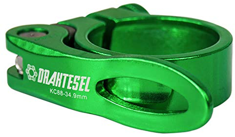 Drahtesel Fahrrad Schnellspanner, Sattelstütze, Sattel-klemme, Klemmring, Sattelstützenklemme (Grün, 34,9mm)