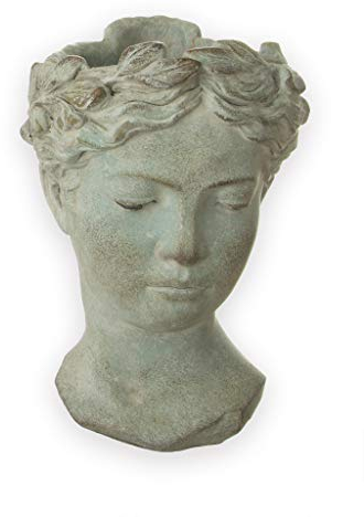 Exner VALO, Vaso per piante a forma di testa di donna, in ceramica, stile classico, colore: grigio