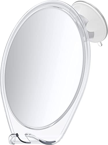 HONEYBULL Shaving Mirror – Fogless Shower Mirror with Suction & Swivel for Bathroom, Travel Friendly, No Fog, Easy to Install, Perfect for Men’s Grooming & Skincare (White)