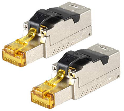 1aTTack.de 2 x CAT 8-2 x connecteur réseau RJ45 connecteur RJ45 sans outil boîtier métallique blindé CAT8 40Gbit s compatible avec Cat5 Cat6 Cat7 2 pièces connecteur Cat8 connecteur Cat8