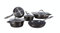 Aeternum Y0F4SET008, Elegantia Parodi Set Batteria di Padelle e Pentole 8 pezzi, Adatta all'induzione, Alluminio, Nero