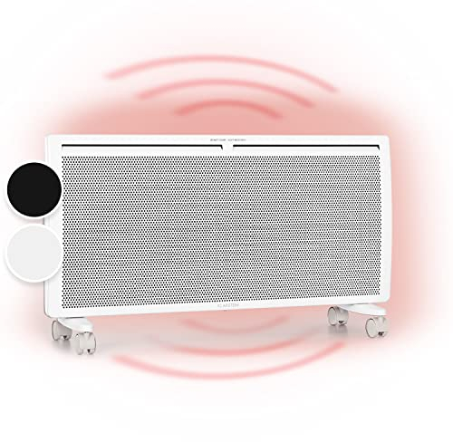 KLARSTEIN Hot Spot Slimcurve Double radiateur 2 en 1 - convection et infrarouge, protection anti surchauffe, minuterie hebdomadaire, pose murale ou sur pied, 2 pieds à roulettes, tôle, 2000 W, blanc