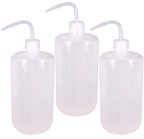 Belinlen 3 x 1000 ml Kunststoff-Sicherheits-Laborwaschflaschen, Kunststoff-Quetschflasche mit Skalenetiketten und schmalem Mund, Bewässerungsflasche für Chemie, Industrie, Labor Gartenarbeit (LDPE)