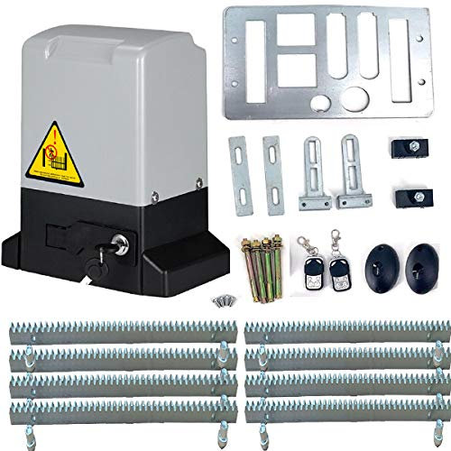 YILIKISS Kit de abridor automático de puerta corredera impulsado por bastidor con controles remotos y sensor infrarrojo operador de puerta eléctrica kit completo para puertas deslizantes de hasta 4200