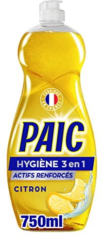 PAIC - Líquido Vajilla Paic Hygiene 3 en 1 Limón - desengrasante, desincrustante, antiolores - Botella de 750 ml