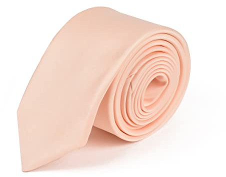 DWOY Herren Krawatte Solid Color Satin Schmale Herren Krawatte 6 cm (Lachsfarben)