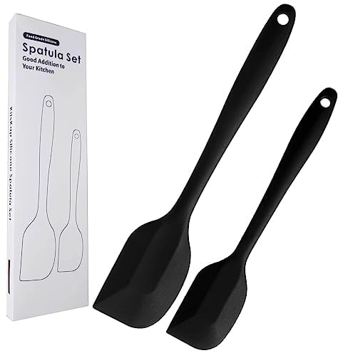 KitsKap Juego de espátulas de silicona 2 piezas de espátula de goma resistente al calor para utensilios de cocina antiadherentes sin BPA (Negro)