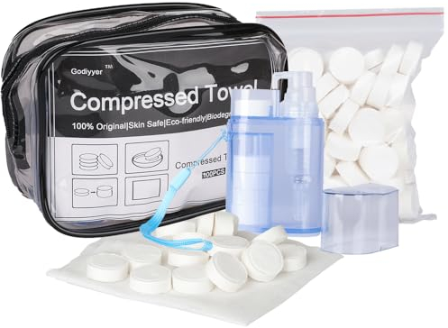 Godiyyer Tissue Mini Portable Compressed 100pcs Compressed Towels Disposable Coin Wipes for Travel/Beauty/Salon/Outdoor Sports