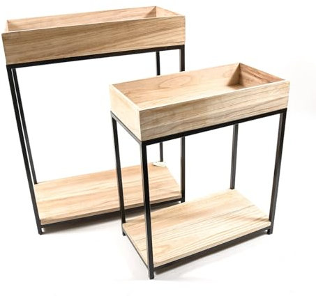 Decorspace Blumenkasten-Set aus Holz und Metall für den Innen- und Außenbereich Shabby