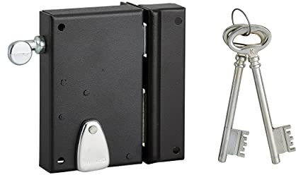 THIRARD - Serrure verticale en applique 4 gorges à tirage pour entrée, droite, axe 40mm, carré 7mm, 70x110mm, noir, 2 clés