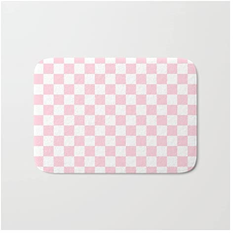 Tapis De Sol D'Intérieur Grand Damier Doux Rose Pastel Et Blanc Tapis Entrée Imperméable Tapis Bain Rectangle Tapis De Bain pour Extérieur Porte D'Entrée Couloir 40X60Cm