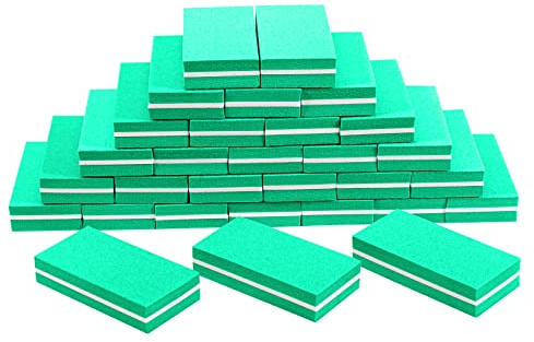 Diesisa Lima de uñas de bloque de búfer, esponja de grano 100/180 para uñas acrílicas, mini bloque de pulido de doble cara para herramientas de manicura, 30 unidades, verde