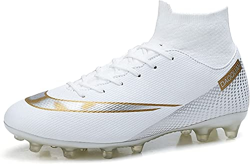 Kmrlofiy Chaussures de Football Homme Crampons de Foot Homme High Top Spike Crampons Professionnel Antidérapant Athlétisme Entrainement Chaussures de Football (41EU)