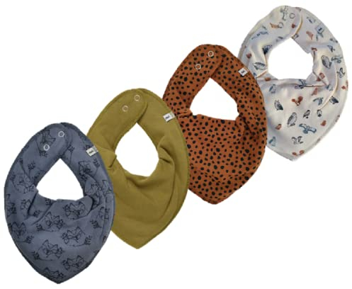 Pippi Halstuch 4er Set Baby Halstücher Dreieckstücher für Mädchen + Jungen (*Waldtiere)