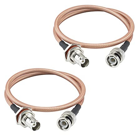 urcianow BNC macho a BNC hembra cable de mamparo 50 cm RG142 cable coaxial BNC cable de extensión BNC macho a hembra conector cable coleta adaptador antena