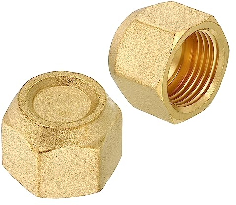 PATIKIL 5/8“ Messing Flare Cap, 7/8-14UNF Innengewinde 2 Stück SAE Flare Fitting 45 Grad Hex Rohrverschraubungen für Air Conditioner Refrigeration