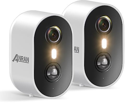 ANRAN 2 Pack Security Cameras Wireless Outdoor, 2K WiFi Surveillance Camera for Home Security, Battery Powered Cameras with Spotlight, Motion Detection, Color Night Vision, Works with Alexa, SD/Cloud