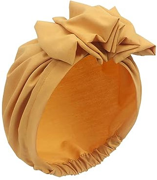 Pluto & Fox Mütze Damen Mütze Kreuz Turban Mode Retro Stoff Taschentuch Kopf Einfarbig(Gelb)
