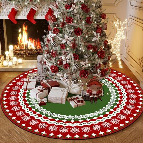 Highdi Weihnachten Teppich Rund Modern rutschfest Rot Grün Schlafzimmer Teppiche, Innenbereich Runder Teppich fürs Wohnzimmer, Flur Kinderzimmer Büro (100cm,Grün)