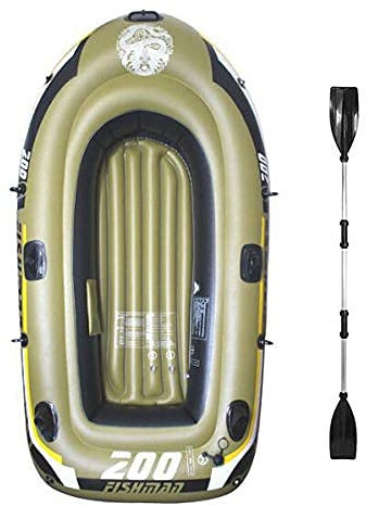 WolFum Großes aufblasbares Kajak, Schlauchboot-Serie, Tourenkajak, 3-Personen-PVC-Schlauchboot-Rafting mit Paddeln und Luftpumpe für Wassersportspaß 905114 Zoll, Deluxe Edition Wassersport