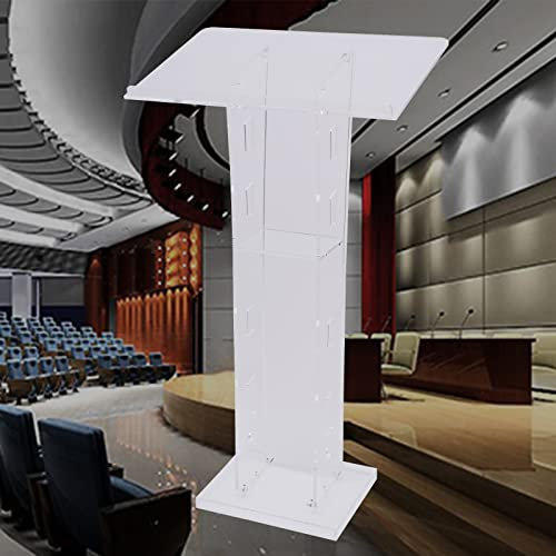 Vielrosse Acryl Podium, Mobiles Stehpult Transparenter, Tragbares Rednerpult Kirche Einfach Aufzubauen mit Aufbewahrungsregal für Schulen Kirchen Pressekonferenzen und Andere Orte (110cm Hoch)