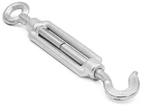 ALFA LOGISTIK Tendeur Cable Acier M10 avec Oeillet et Crochet 10 Pièces - Tendeur de Câble en Acier - Tendeur de Fil Galvanisé - Cable Tendeur Oeillet-Crochet