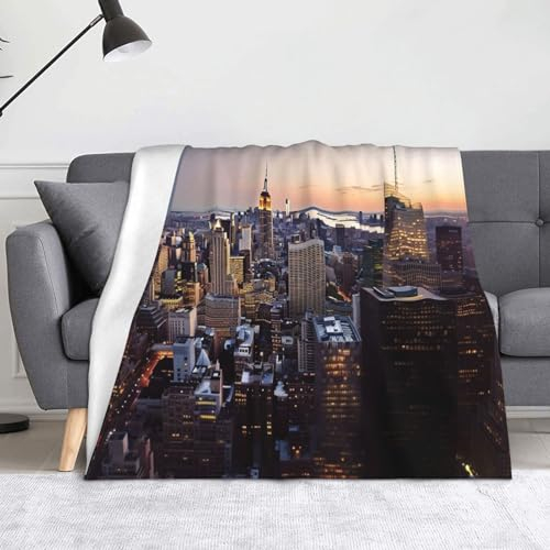 OPSREY New York City bedruckte weiche Microfleece-Decke, vier Jahreszeiten, warme Schlafdecke