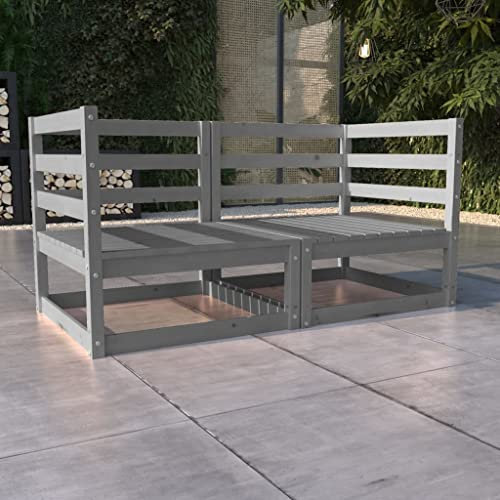 RAUGAJ Schöne Outdoor-Sitzgelegenheit, Outdoor-Sofas, Garten-Sofa, 2-Sitzer-Sofa, grau, massives Kiefernholz
