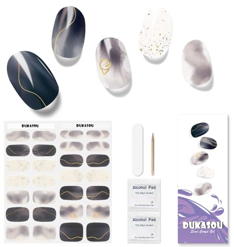 DUKASOU Nagelfolie UV Härtend - 28 Stück UV Gelfolien,Einfach und Bequem UV Gel Strips DIY Gel Nail Sticker ist ein Geschenk für Anfänger, um Nägel zu dekorieren(Meteoriten-latte)