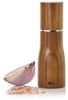 AdHoc MP847 manuelle Salzmühle oder Pfeffermühle LEVO 15 cm | langlebiges Keramik Mahlwerk & edler Holzkorpus | Mahlergebnis fein bis grob | simple Bedienung & elegantes, modernes Design (Nussbraun)