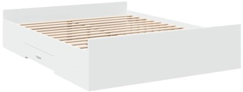 vidaXL Bettgestell mit Schubladen Weiß 150x200 cm Holzwerkstoff