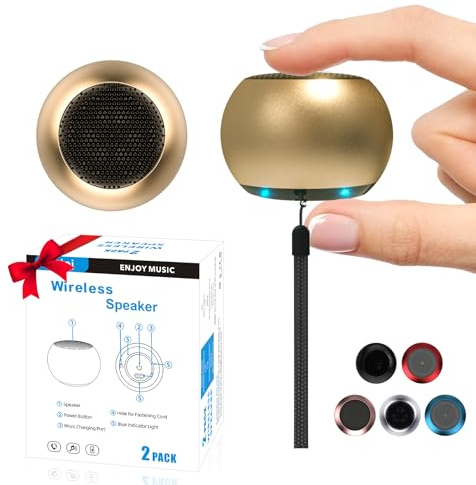 AUKSKY Confezione da 2 mini altoparlanti portatili, mini altoparlanti Bluetooth, micro altoparlanti wireless per telefono/PC/tablet, batteria ricaricabile, microfono integrato, mini altoparlante
