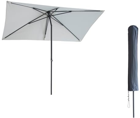 Kopu® Leon Sonnenschirm rechteckig 150 x 250 cm – Balkon-Sonnenschirm mit Abdeckung – Creme