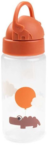 Done by Deer Trinkflasche mit Strohhalm Happy clouds Papaya - 350 ml - Inklusive Reservestrohhalm und -aufsatz - Ø6.5 x H 20 cm - 100% PP, Mundstück: 100% Silikon beide in Lebensmittelqualität