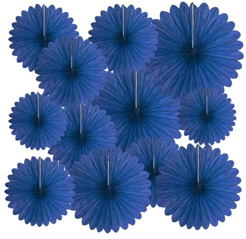 Zankubom 20 Navy Blue Hanging Paper Fans, Honeycomb Round Paper Fan Decorations for Weddings, Birthdays, Baby Showers, Festivals