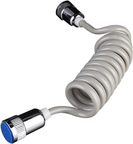 Rundstangen-Brauseschlauch, Feder, flexibler Brauseschlauch für Wasser, Sanitär, Toilette, Bidet, Sprühpistole, Badezimmerzubehör, ABS-Rohr, 1,5 m Duschrohr (weiß 150 cm) (gelb 150