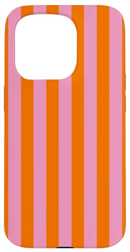 Orange Pink gestreift niedlich mädchenhaft ästhetisch adrett gestreift Hülle für iPhone 15 Pro