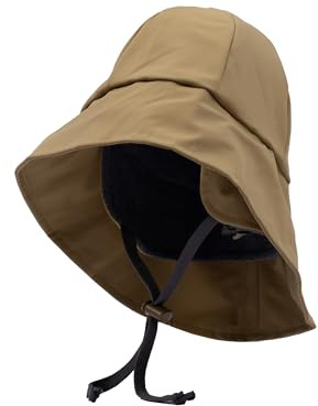 Mikk-line Wasserdichter Regenhut für Kinder | Regenmütze Kinder mit UV-Schutz & Kinnriemen | Winddichte und Wasserdichter Hut für Jungen und Mädchen | Braun Outdoor-Hut für Herbst & Winter