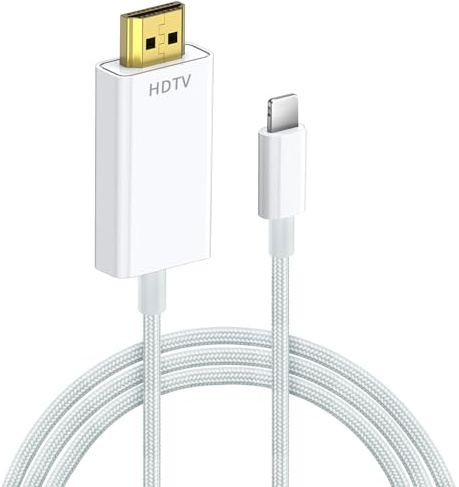DERSUR Câble Lightning vers HDMI de 4 m pour téléphone vers HDMI 1080p HD avec synchronisation AV numérique iOS compatible avec téléphone 14, 13, 12, 11 et sortie TV YouTube pour moniteur TV,