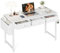 Grandder Small Computer Desk with 2 Fabric Drawers, 40 Inch Home Office Desk with Storage Bags and Drawers, Study Writing Gaming Table for Small Spaces, White
