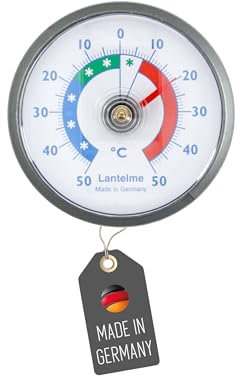 Lantelme Kühlschrankthermometer Selbstklebend Temperatur + - 50°C Analog | Thermometer Grau für Gefrierschrank Eisfach Kühltheke Kühlzelle Kühlfach Kühlschrank | Bimetall Analog (Grau)