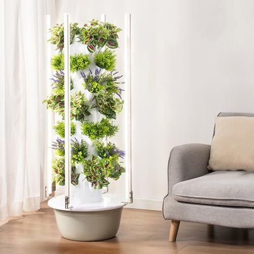Hydroponics Growing System Tower, Hydroponics Tower Garden Growing System for Home Garden, Vertical Planter with LED Light, Tower Hydroponics System for Herbs and Vegetables,9Layer